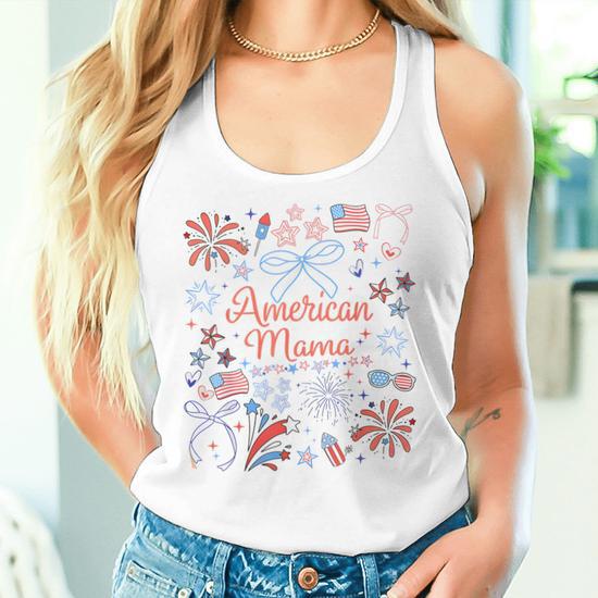 All American Mama 4th Of July Tank Top – Patriotic USA Flag Sleeveless Shirt, Women's Holiday Graphic Tee - View #7