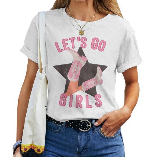 "Let's Go Girls" Rodeo T-Shirt For Women - Western Cowboy Style, Loose Fit Short Sleeve Tee