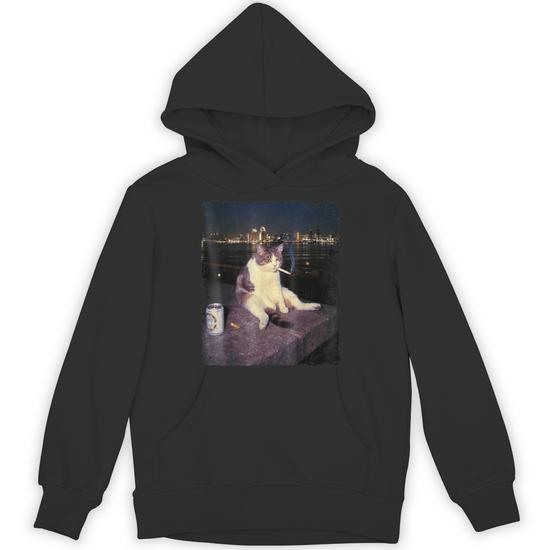 Cigarette Kitten Smoking Cat Meme Stupid Brainrot Hoodie