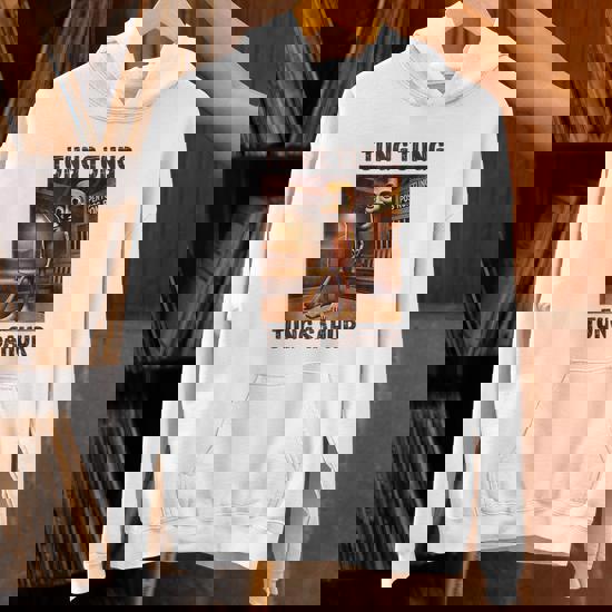 YuanDiann Sweat à Capuche Tung Tung Sahur Pour Enfants, Rouge Cerf