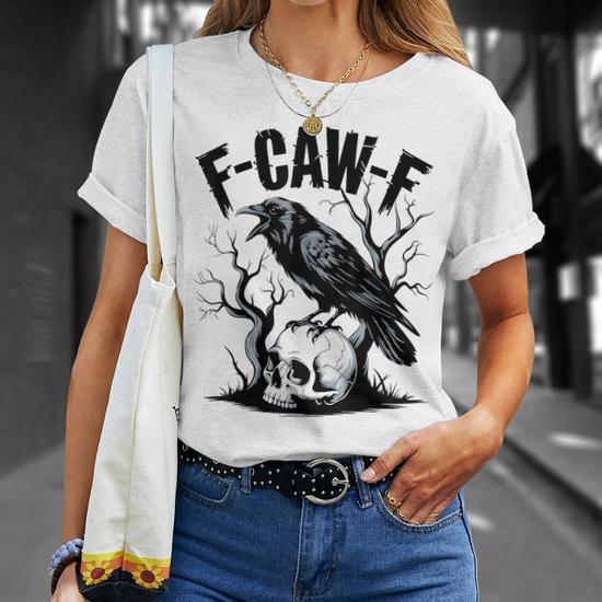 F-Caw-F - Maglietta da uomo divertente con uccello nero, per F-Caw-F - Maglietta da uomo divertente con uccello nero, per