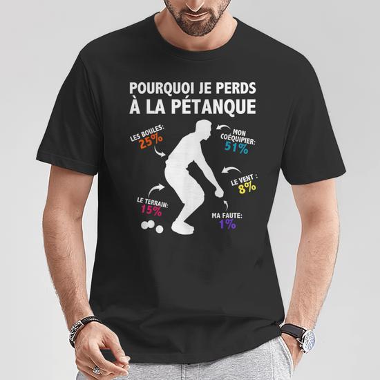 T-shirt Humour Pétanque "Pourquoi Je Perds" - Design Drôle, Coton Léger - Cadeau Pour Joueur De Boules - 4