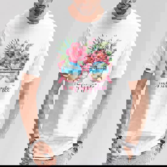 Beach Is My Happy Place Lunettes Deoleil Motif Fleurs D'hibiscus T-Shirt