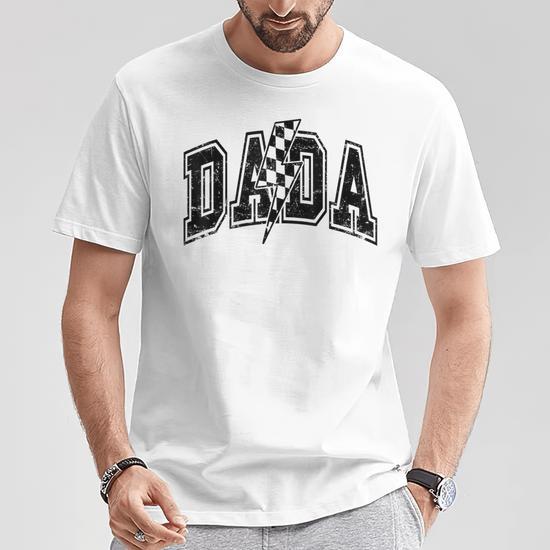 Dada Lightning Checkered Father's Day Dad Grandpa Men T-Shirt