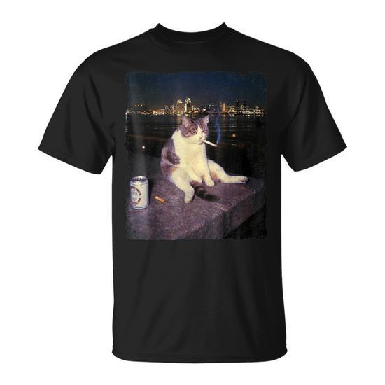 cigarette brainrot Cigarette Kitten Smoking Cat Meme Stupid Brainrot T-Shirt
