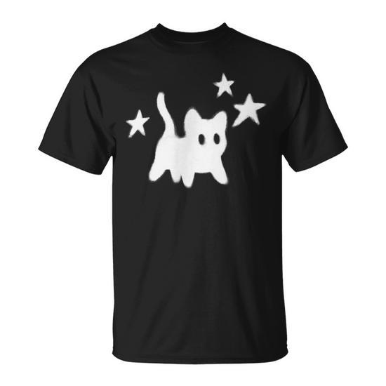 Y2k 90S Scary Tomcat Cat Is Scared Under Starry T-Shirt - Thegiftio
