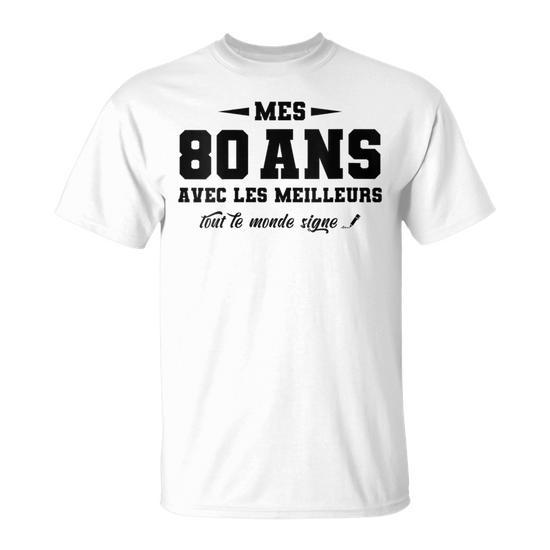 T-shirt Premium 80 Ans Anniversaire Homme - Coton 180g/m², Imprimé En France - Cadeau Original Et Durable - 5