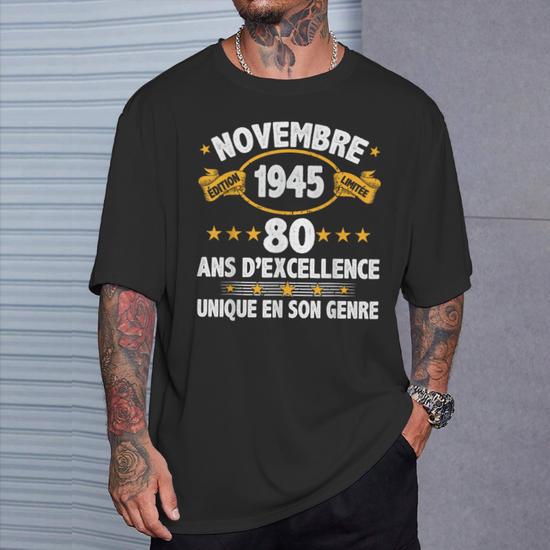 Sweatshirt Anniversaire 80 Ans 'Novembre 1945' - Cadeau Vintage Humoristique - Homme/Femme - Coupe Classique