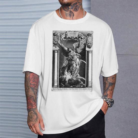 Saint Michael The Archangel Defeating Satan Christian T-Shirt