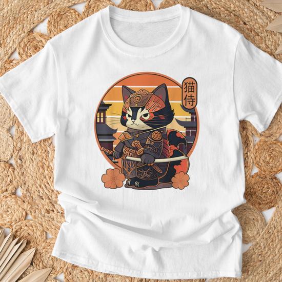 Sweat à Capuche Chat Samouraï - Design Japonais, Unisexe, Coupe Classique, 241 G