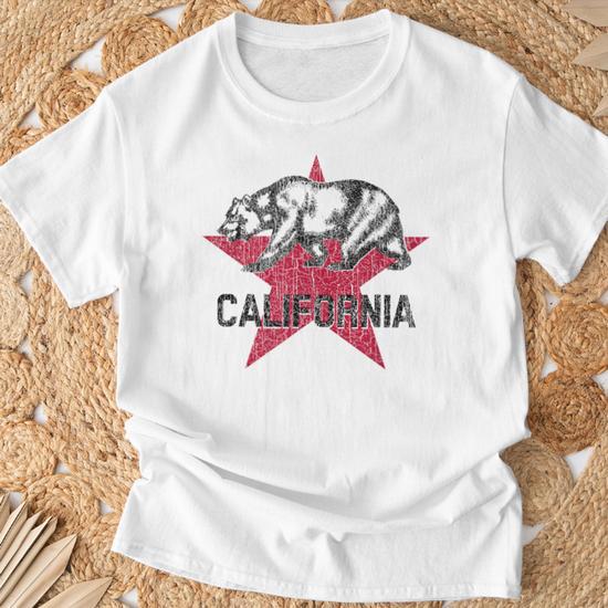 Drapeau Californie Ours En Détresse Débardeur - Look Vintage Grunge Rétro, Idéal Surf Et Voyage Côte Ouest