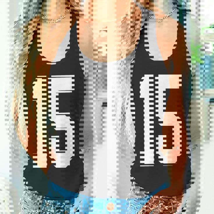 15番のカレッジスポーツスタイル。ホワイト。 タンクトップ