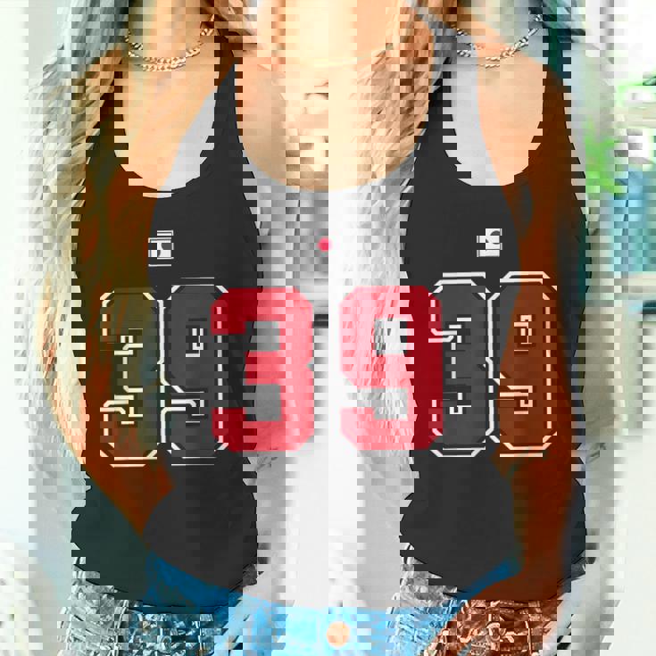 39 ナンバー カレッジスタイル ヴィンテージ 赤 白 日本国旗 タンクトップ