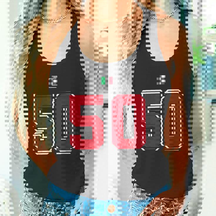 50 ナンバー カレッジスタイル ヴィンテージ 赤 白 イタリア国旗 タンクトップ