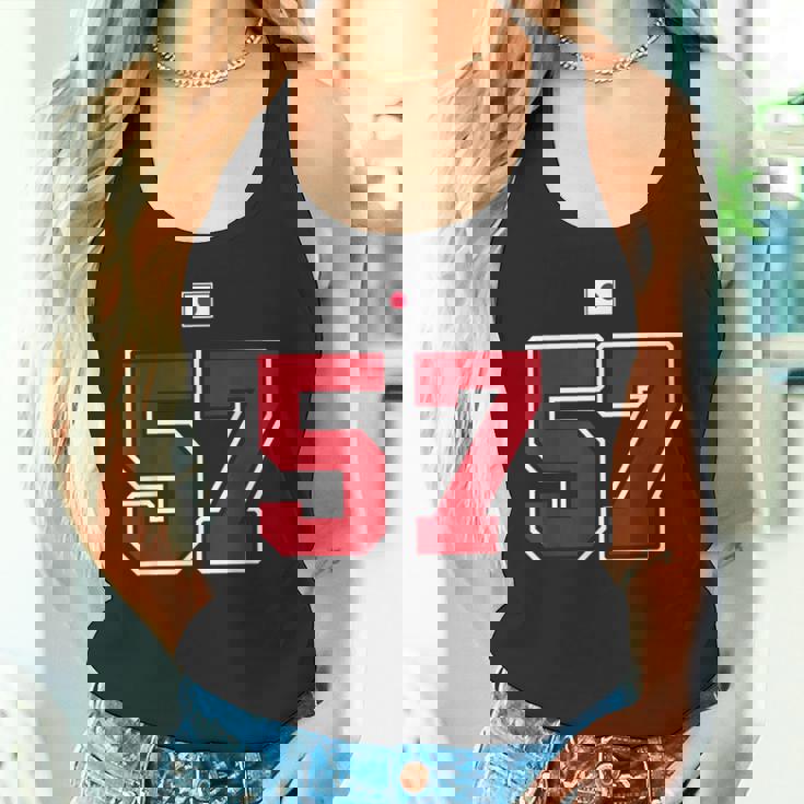 57 ナンバー カレッジスタイル ヴィンテージ 赤 白 日本国旗 タンクトップ