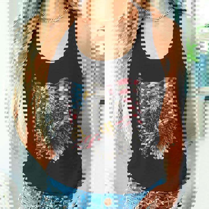 7 月 4 日アメリカ国旗白頭鷲グラフィック アート デザイン タンクトップ