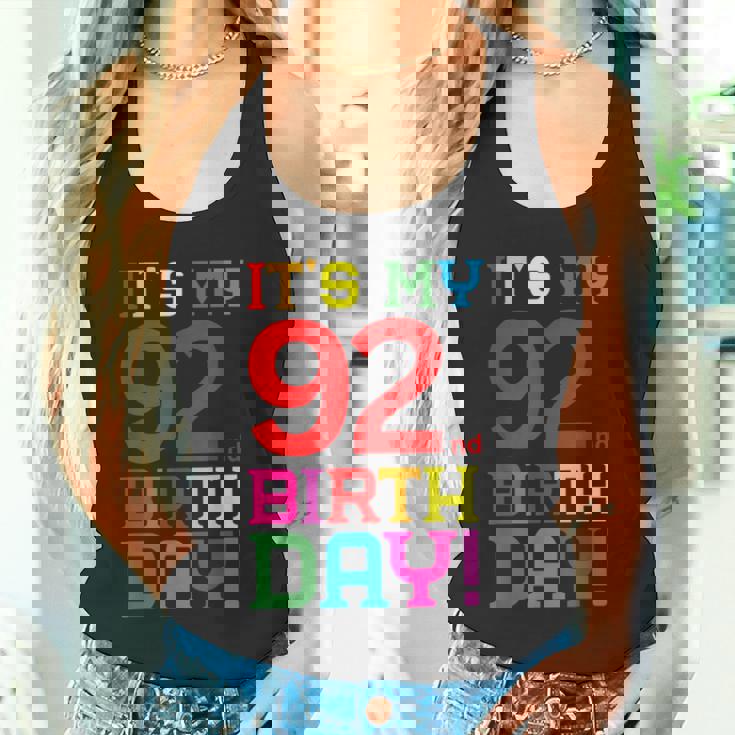 92歳 カラフル Happy Birthday Its My 92Th Birthday タンクトップ