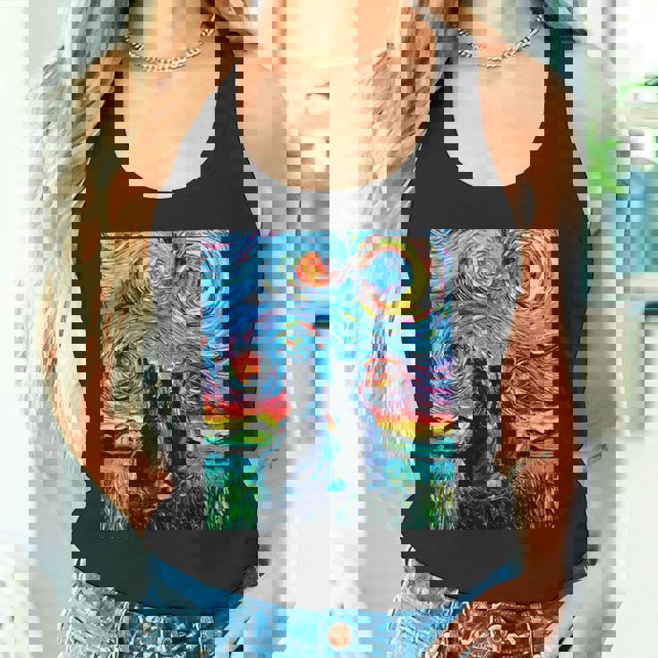 Aja 星月夜に2匹の黒猫 カラフルアート タンクトップ