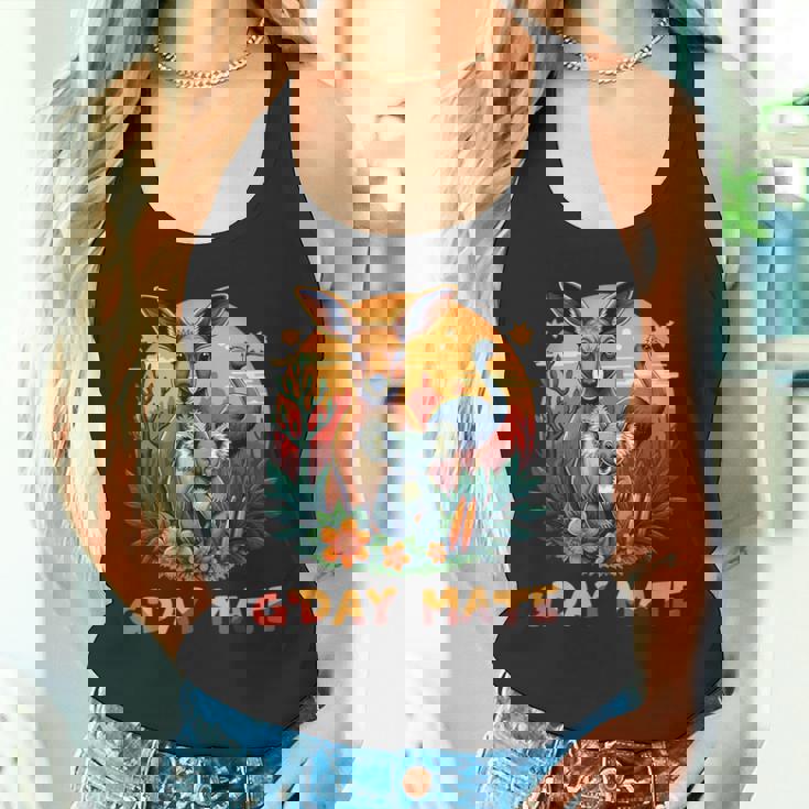 Australia G'day Mate And Aussie Animals Kangaroo Koala Emu タンクトップ