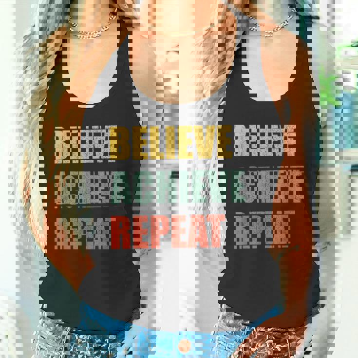 Believe Achieve Repeat Motivational Ambition Inspiration タンクトップ