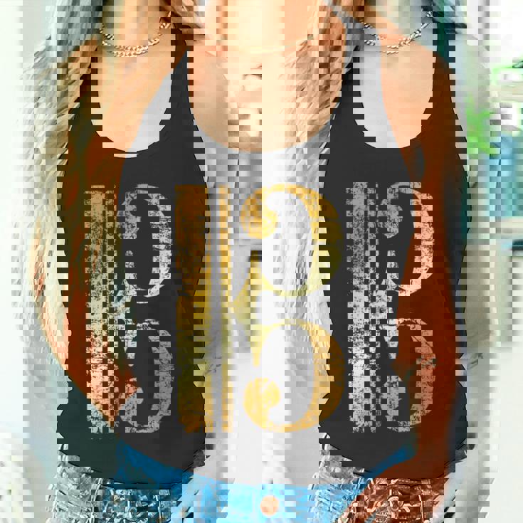 C-音記号 ヴィンテージイエロー ミュージシャンヴィオラ・チェロ。 タンクトップ