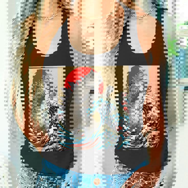 Catzilla 猫日本美術面白い猫 タンクトップ