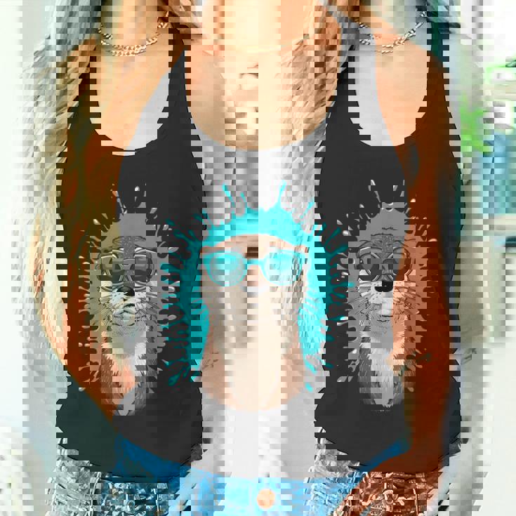 Chill Otteribes 面白いカワウソサングラスデザイン タンクトップ