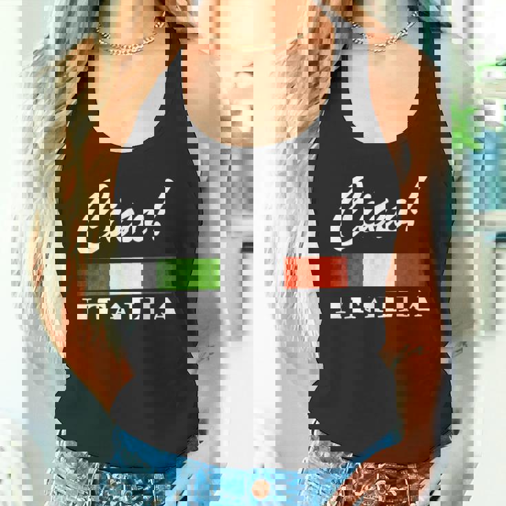 Ciao Italia トリコロールグリーン 白と赤 イタリア国旗 イタリア タンクトップ