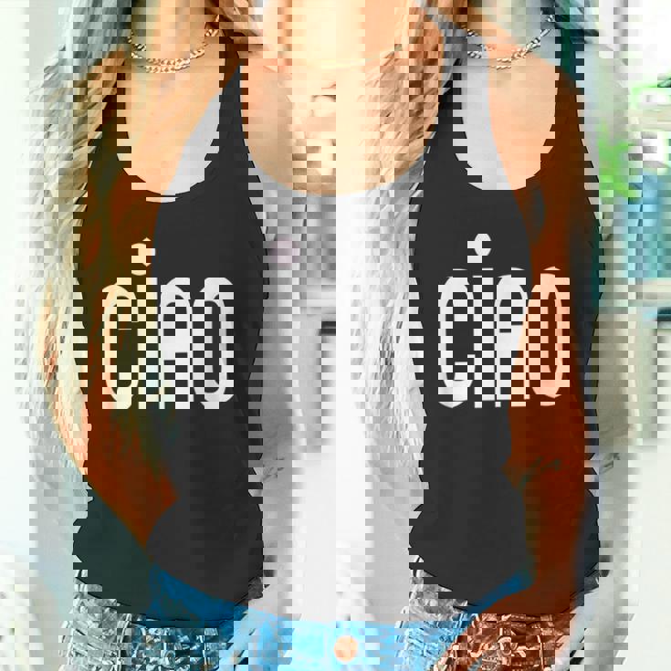 Ciao イタリア語の格言 白とピンクのミニマリスト タンクトップ