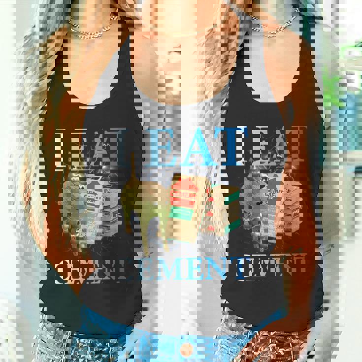 Cool I Eat セメント、建設猫、面白いユーモア、猫のミーム タンクトップ