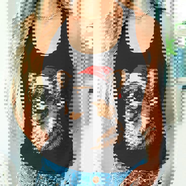 Corgi サンタハット 面白い かわいい 犬 ママ お父さん クリスマス 長袖tシャツ タンクトップ