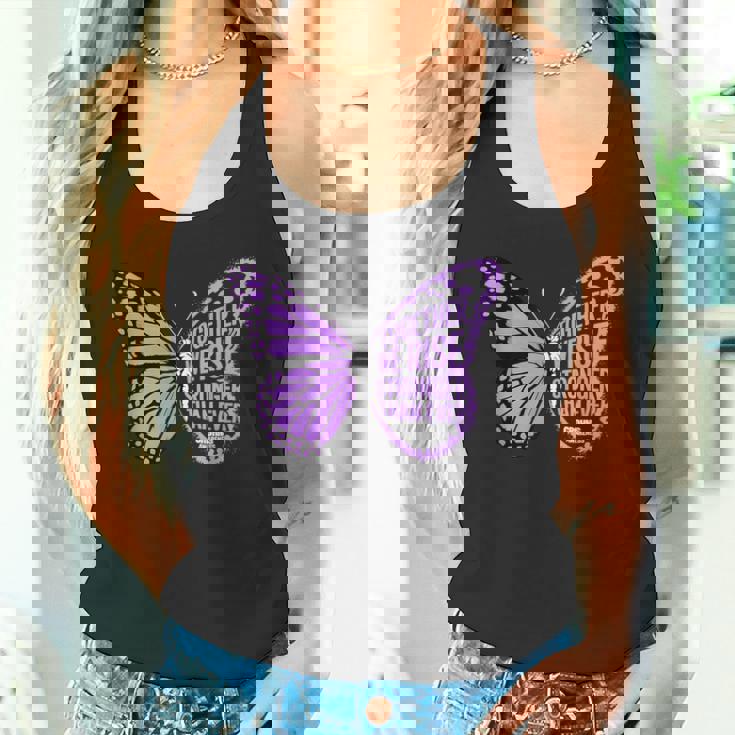 Crohns Awareness Together We Rise パープルリボン バタフライ タンクトップ