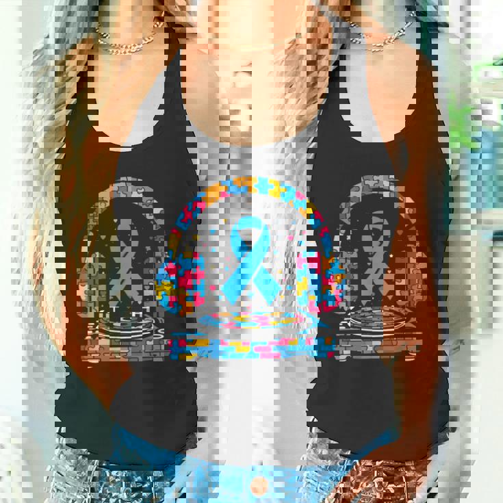 Dj ヘッドフォン パズル 自閉症啓発 自閉症 レディース メンズ タンクトップ