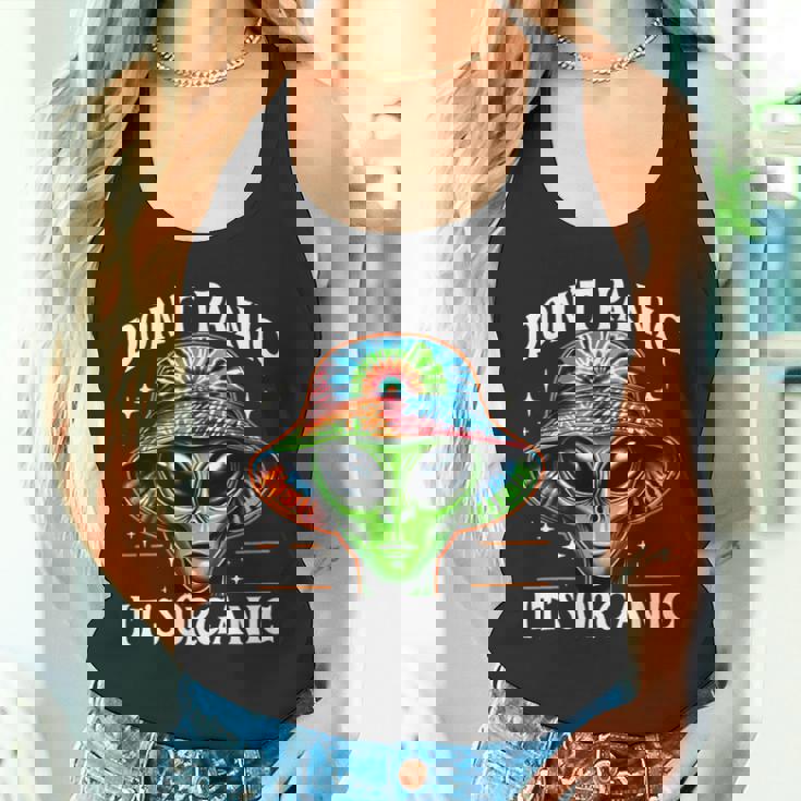 Don't Panic It's Organic Alien Ufo 面白いプリント タンクトップ