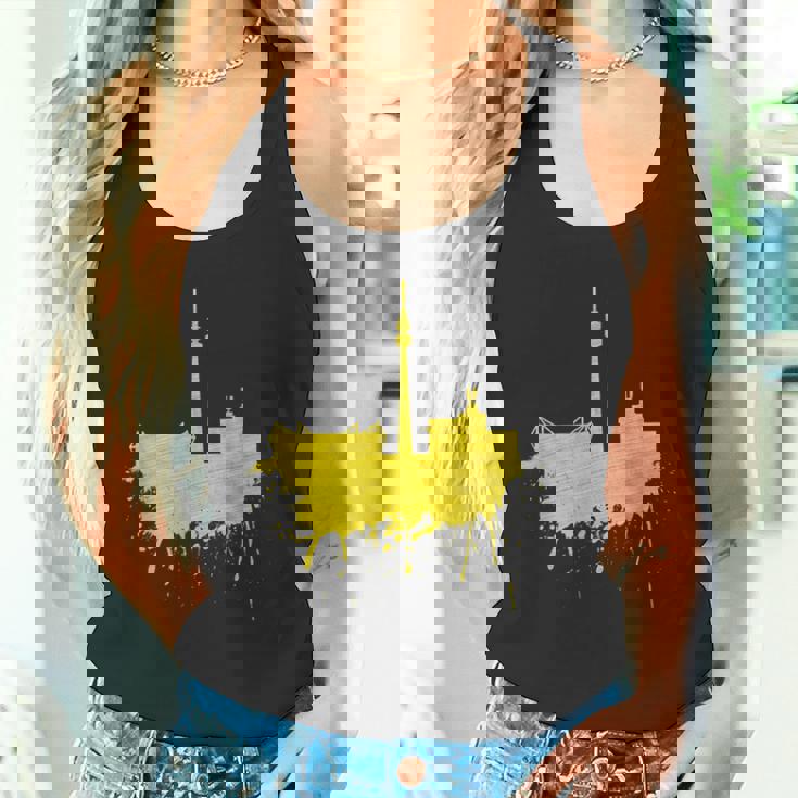 Dortmundkyline ドルトムントのスカイライン 黄色い絵 ドルトムント好きにはたまらないファンアート タンクトップ