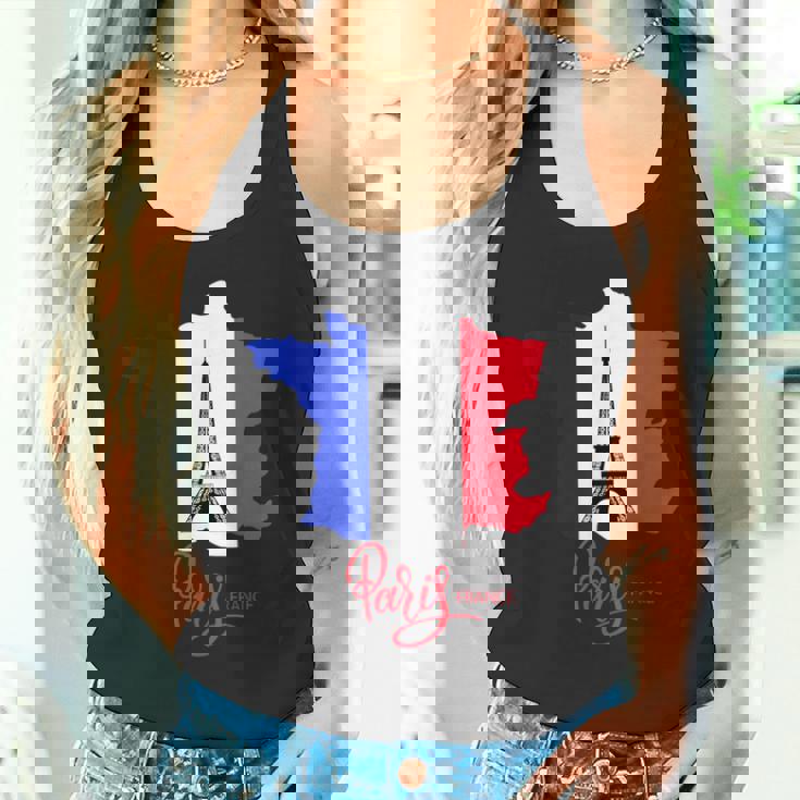 Enjoy Travel Paris France Flag & Eiffel Tower Graphic タンクトップ
