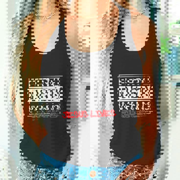 Eternal Advisory Warning Jesus Lives Cool Christmas タンクトップ