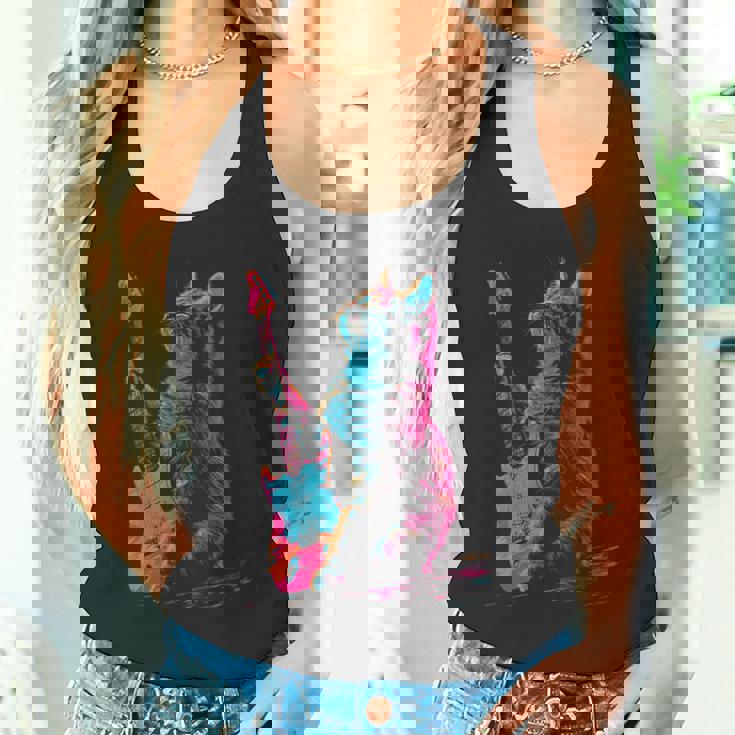 Feline Groove ロックギター 猫デザイン 音楽愛好家向け タンクトップ