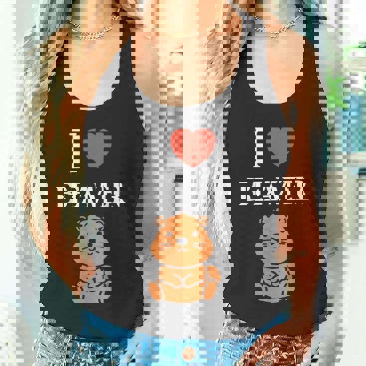 Baby Beavers Minimalist Cute I Love Beaver タンクトップ