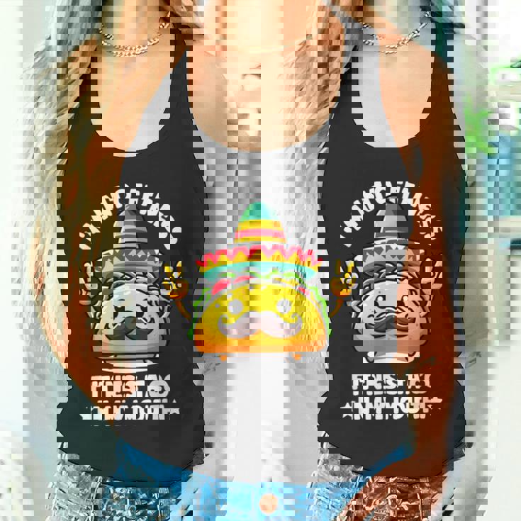 I'm Into Fitness Fit'ness Taco In My Mouth ジム おもしろタコス タンクトップ