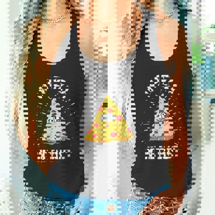 In Pizza We Trust Alleeing Eye Illuminati Faith タンクトップ