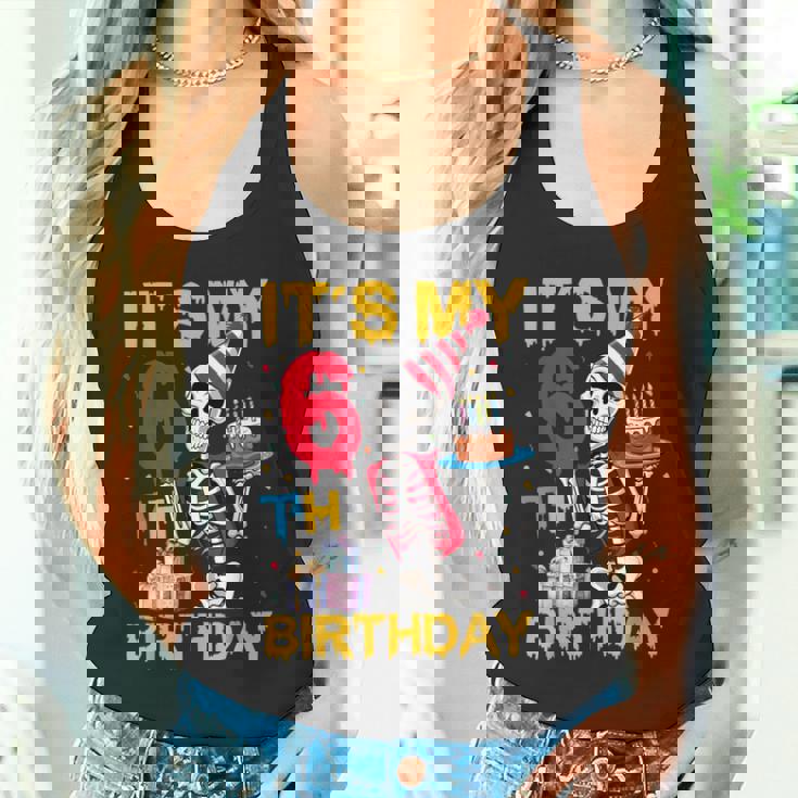 It's My 6Th Birthday Party ハロウィン スケルトン 誕生日 タンクトップ