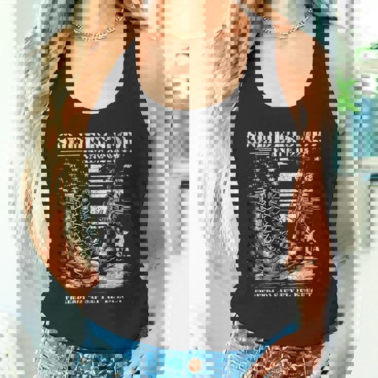 Jdヴァンス軍事選挙2028年アメリカ国旗支持のための兵士 タンクトップ