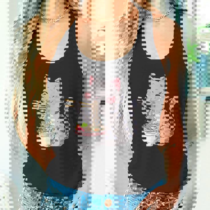 Kawaii Ramen Cat Neko Cute Anime Noodle Lover タンクトップ