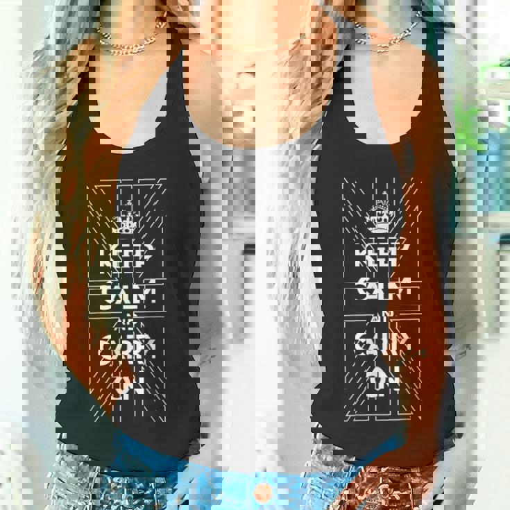 Keep Calm And Carry On 落ち着いてキャリーオン 英国の輪郭の旗 タンクトップ