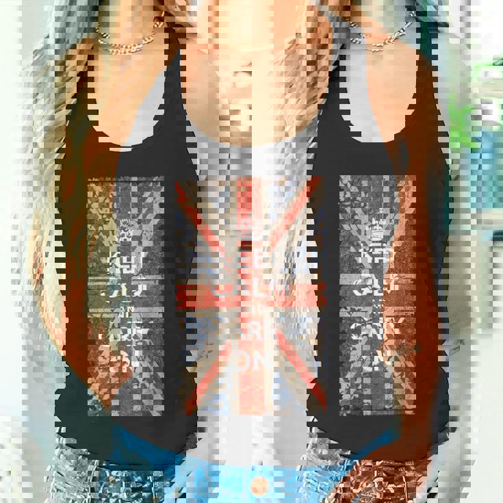 Keep Calm And Carry On Uk Flag タンクトップ