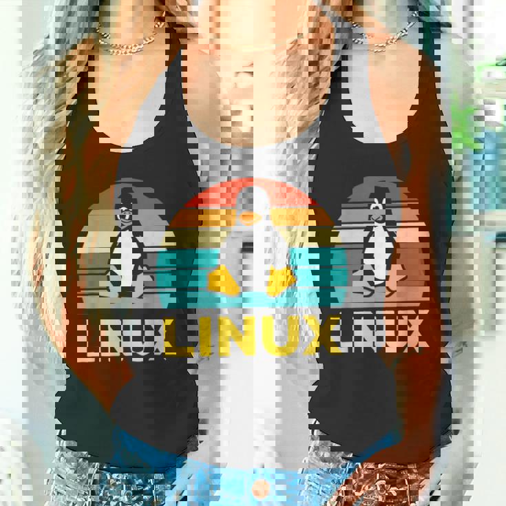 Linux レトロ ヴィンテージ ペンギン オタク ペンギン オペレーティング システム オタク タンクトップ