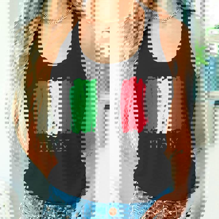 I Love Italy 、クールでキュートなイタリア国旗グラフィックデザイン タンクトップ