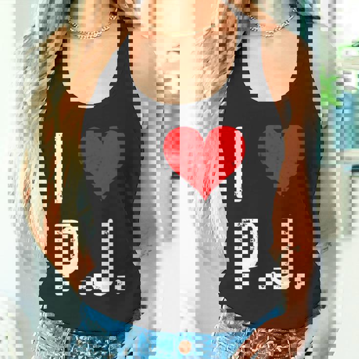 I Love Pj PJ ハート アンティーク調 長袖tシャツ タンクトップ