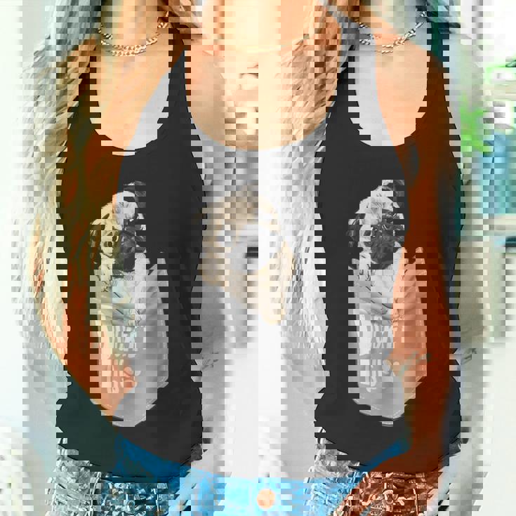 Love Pugs かっこいいポケットパグ ペット 犬 グラフィックデザイン タンクトップ